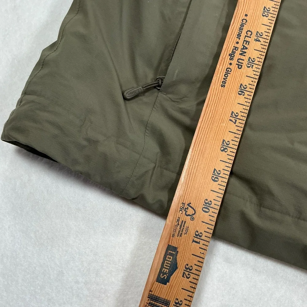 LL Bean Mens TEK2.5 Insulated Hooded Jacket Olive Green Red Lining XXL REG
